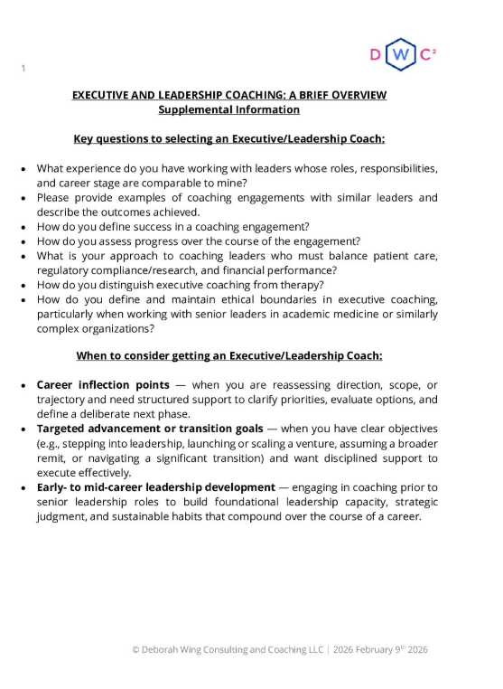 Executive and Leadership Coaching